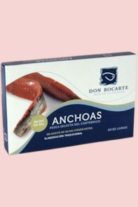 Anchois de Cantabrie Don Bocarte à l'huile d'olive, faible teneur en sel (120 gr - 10/12 filets)