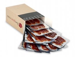 Carton ouvert de Lomo ibérique de bellota Extremadura en tranches
