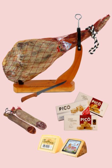 Panier avec jambon serrano espagnol Javalambre