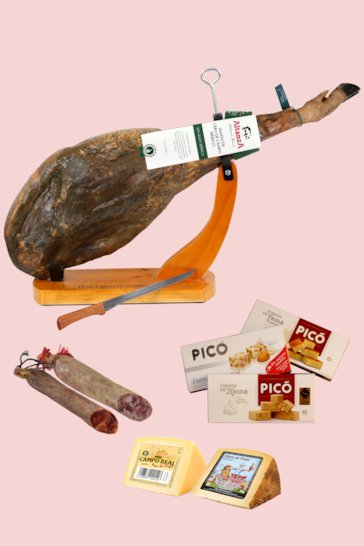Panier avec jambon pata negra Veleta