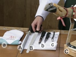 Outils pour découper un jambon ibérique