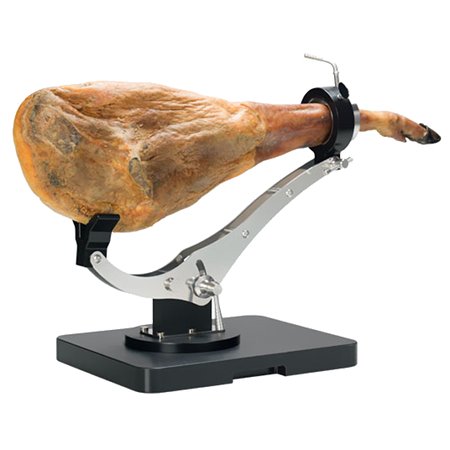 Jambon pata negra placé sur un Jamonero Buarfe Elite Plus, position standard avec jambon